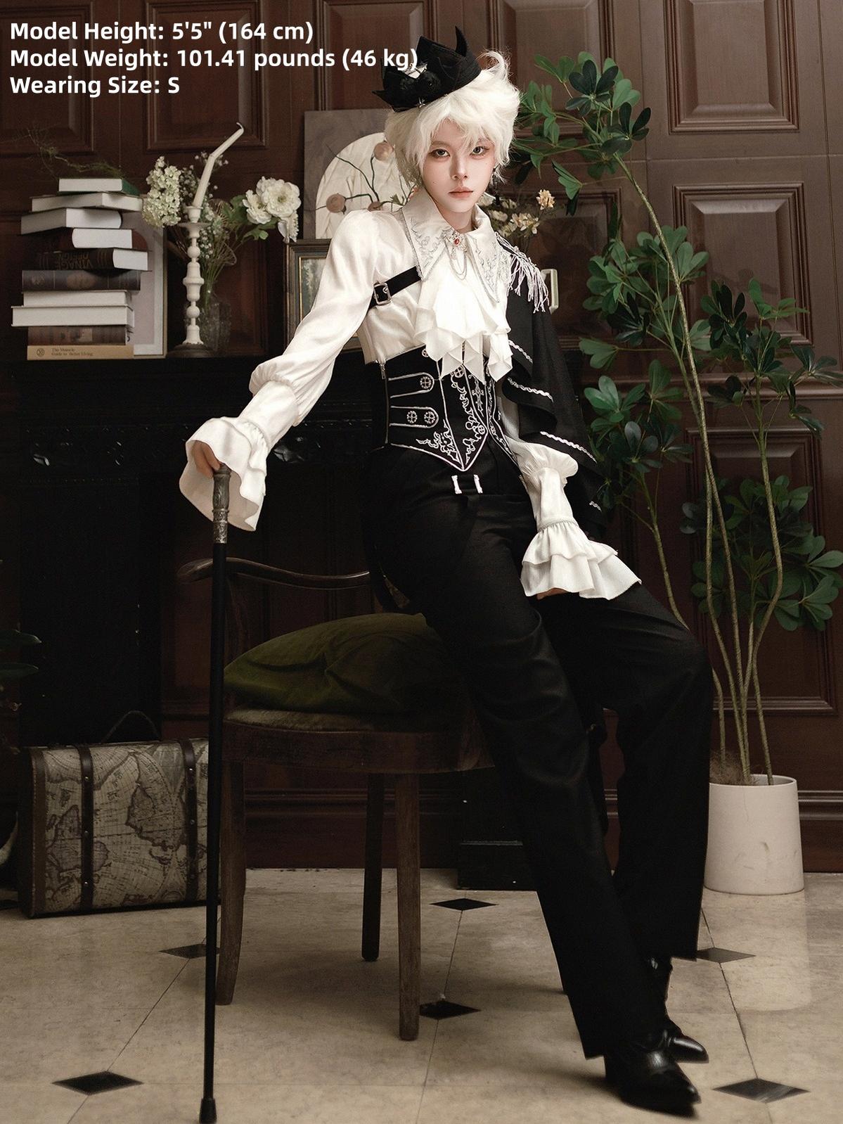 Your Princess - Ouji Lolita Pants Set, Detachable Jabot & Shawl 44129:797391