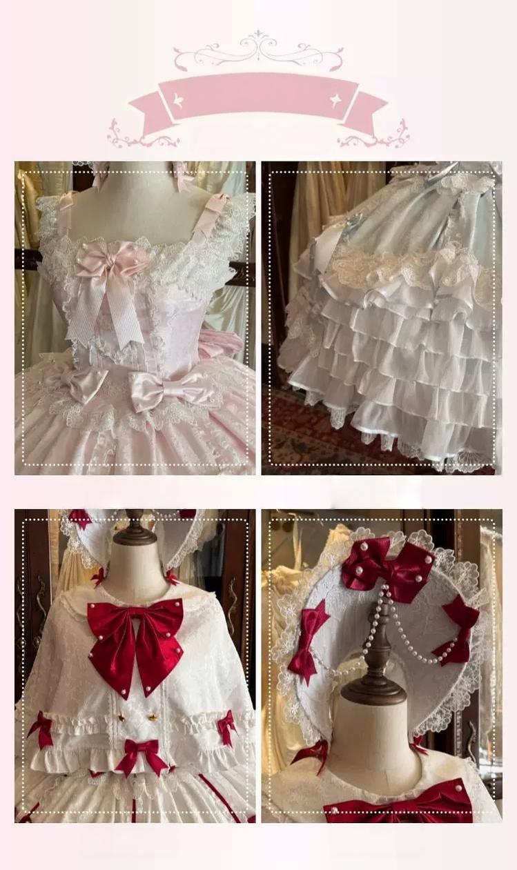 Star Porcelain Doll - Sweet Lolita JSK Dress Set, Tiered Ruffle Hem 46093:874794
