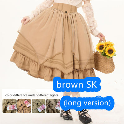 (Buyforme)Uncle Wall Original~Rich Girl~Elegant Lolita SK and Shirt S brown SK (long version) 