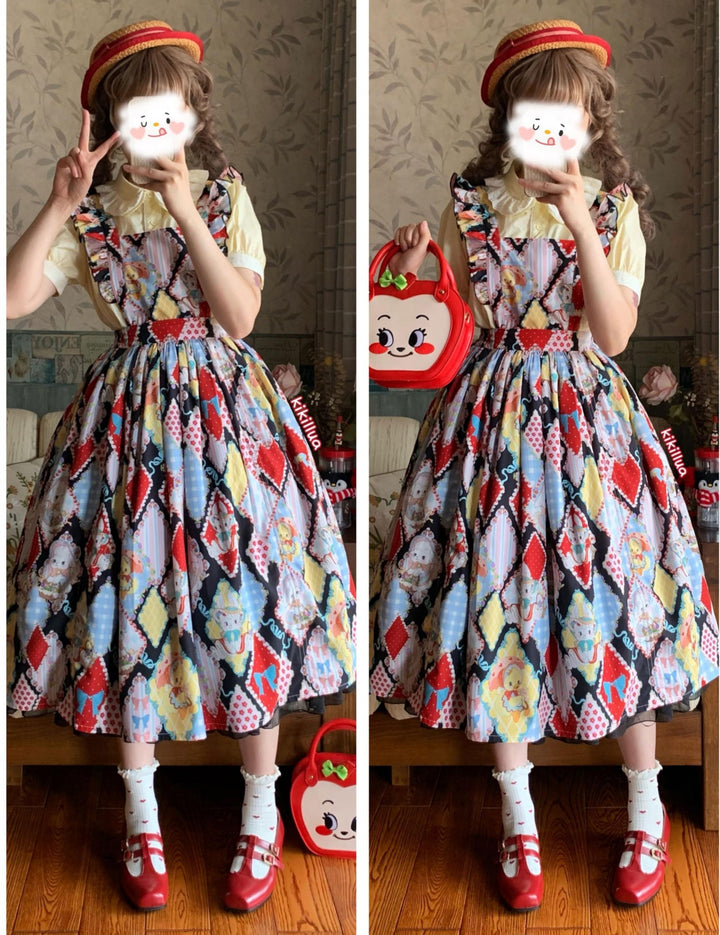 Southern Cross~Showa Kaleidoscope~Sweet Lolita OP SK and JSK with Rabbit Print 42127:727899