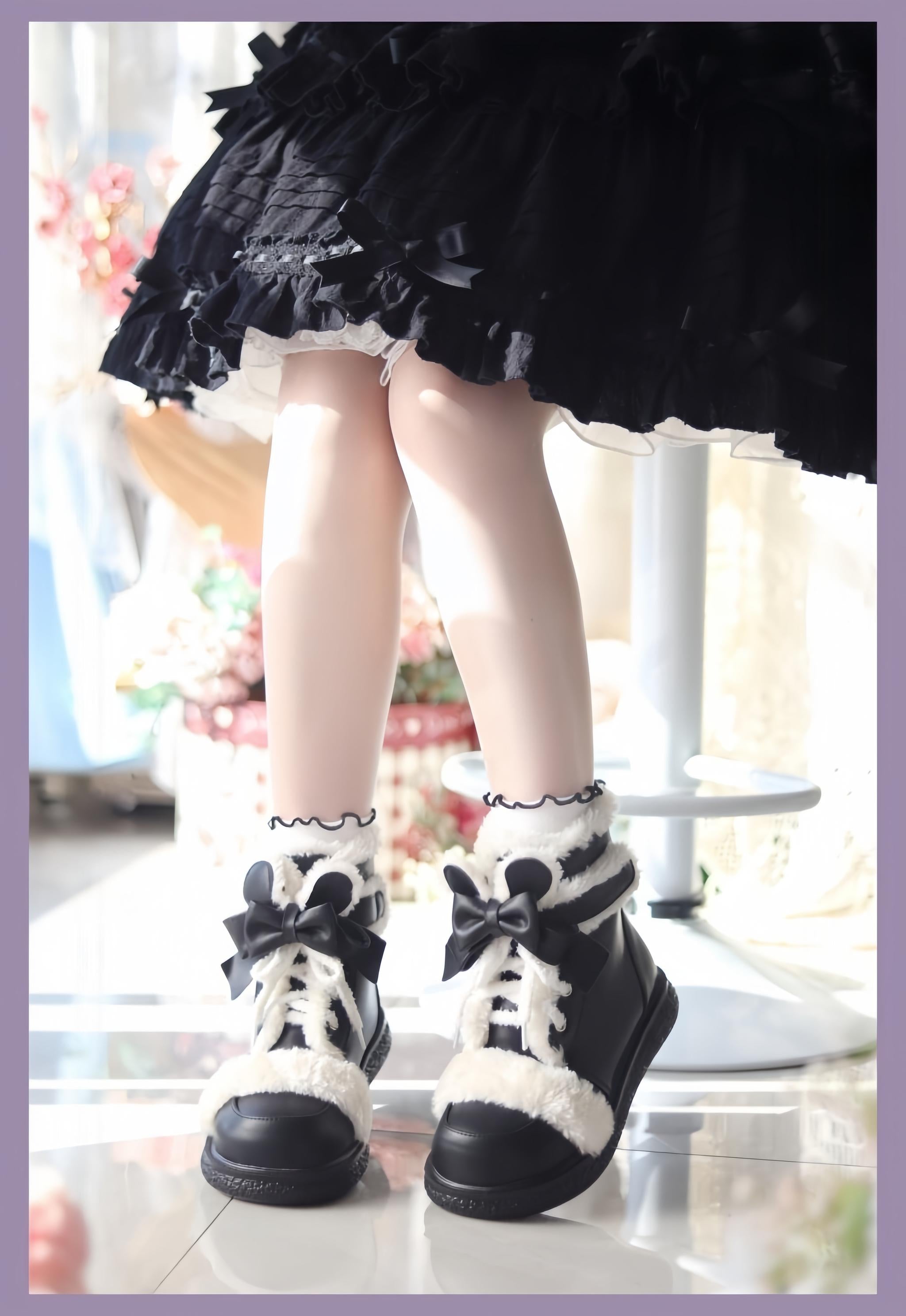 Bear Dada - Winter Kawaii Lolita Boots, Plush Accent