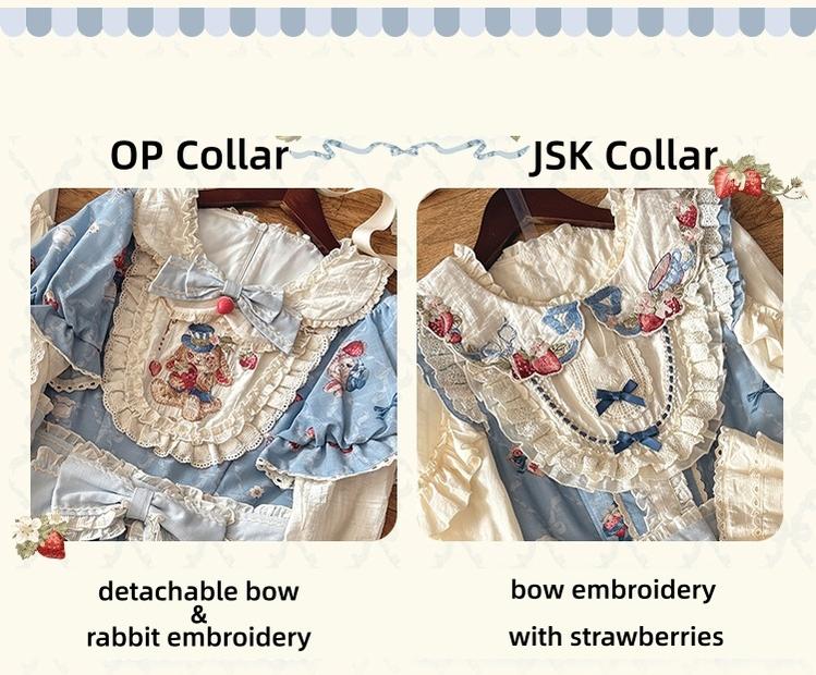 Honey Machine - Sweetheart Rabbit Berry - Country Lolita JSK & OP Dress Suit 44133:796184