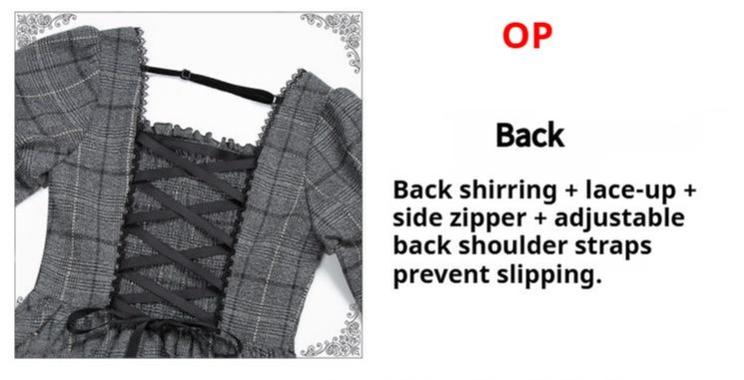 With PUJI - Yesterday's Epistle - Winter Classic Lolita Plaid Dress Set, Fishbone Waist 44227:800112