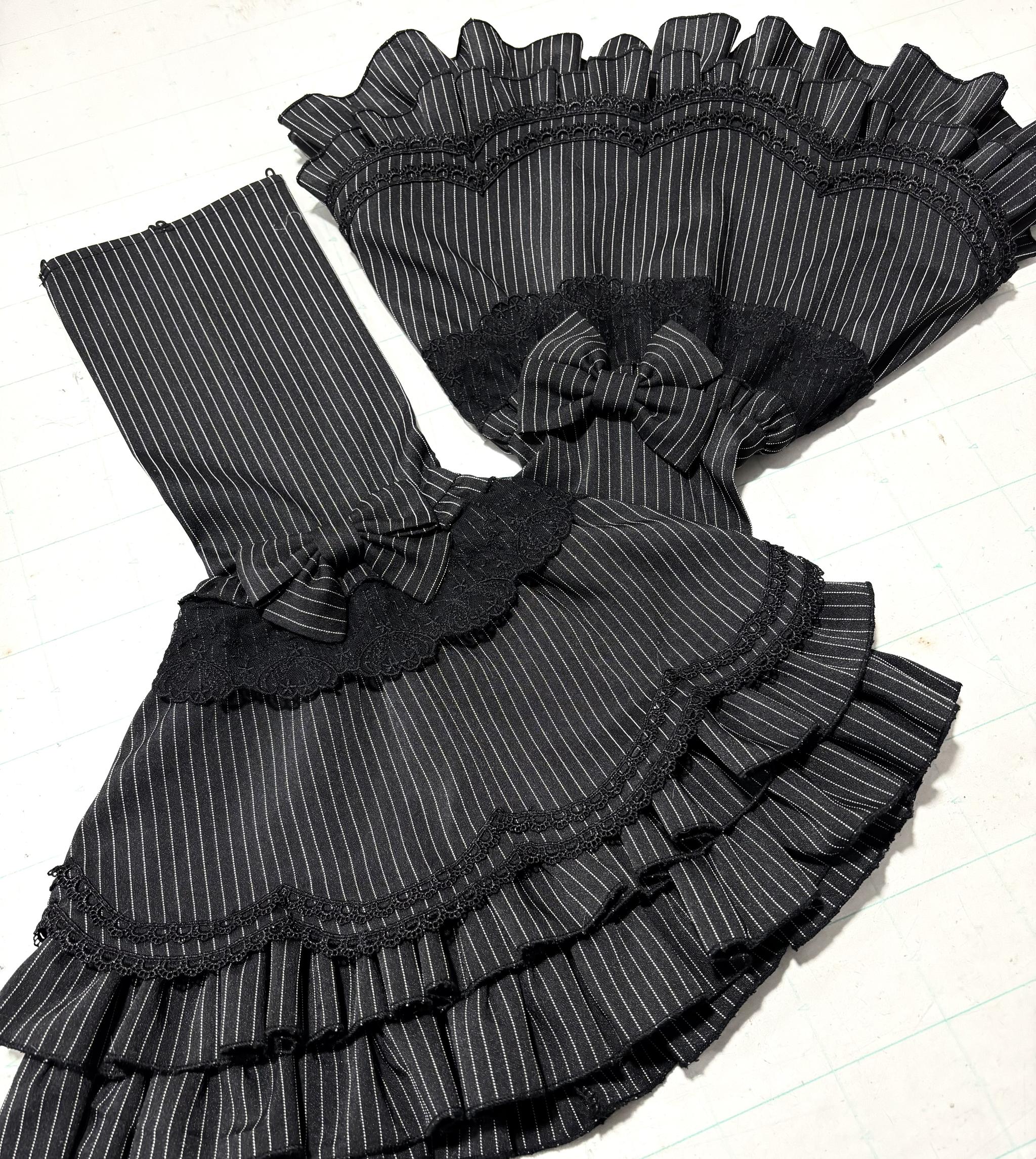 Dream Fragments - Striped Gothic Lolita OP Dress, Detachable Jabot (L M S XL) 44454:808965