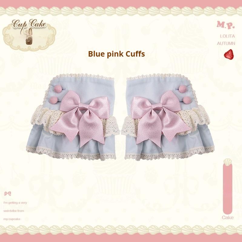 Mademoiselle Pearl~Cup Cake~Sweet Lolita OP Dress Kawaii Lolita JSK SK Cuffs - blue XS 