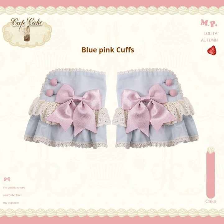 Mademoiselle Pearl~Cup Cake~Sweet Lolita OP Dress Kawaii Lolita JSK SK Cuffs - blue XS 