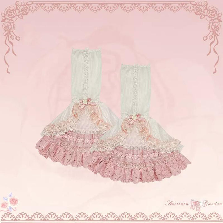 Mademoiselle Pearl~Austin in the Garden~Sweet Lolita Princess Sleeves S/M A pair of arm sleeves (pink) 