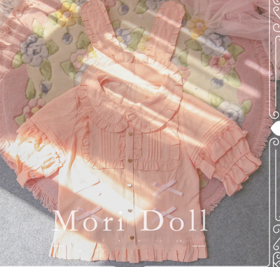 Mori Doll~Kawaii Lolita Rabbit Ears Short Sleeve Shirt Multicolors   