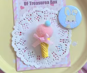 Bear Doll~Candy Color~Kawaii Lolita Cute Ice Cream Hair Clips yellow powder ice cream  