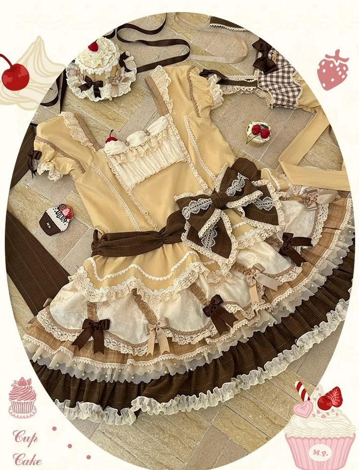 Mademoiselle Pearl~Cup Cake~Sweet Lolita OP Dress Kawaii Lolita JSK SK   