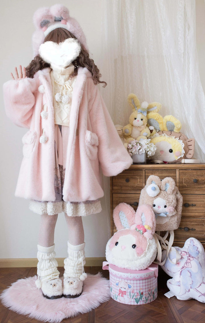 MIST~Cream Cheese~Winter Kawaii Lolita Overcoat Thickened Hooded Loose Outwear