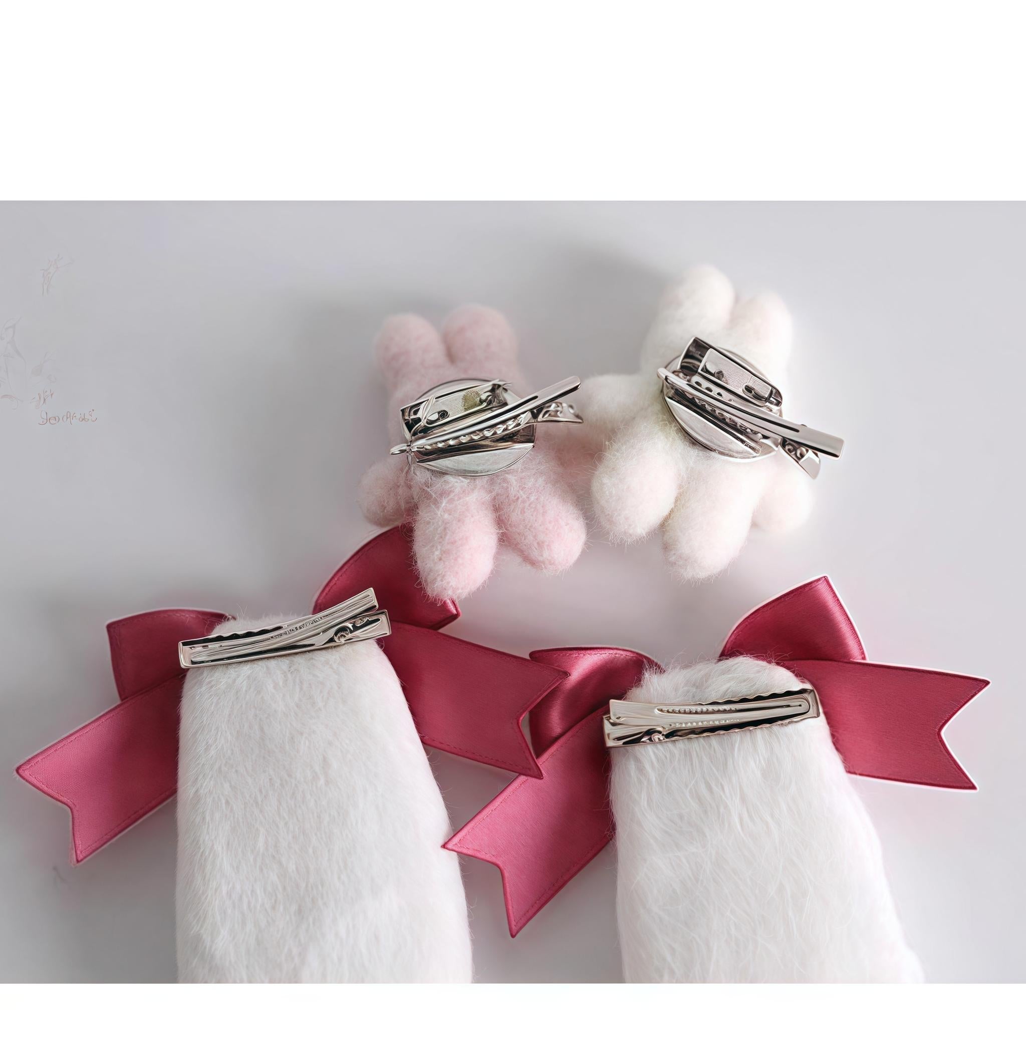 Xiaogui - Sweet Lolita Headdress Pink White Bunny Ear Hair Accessory
