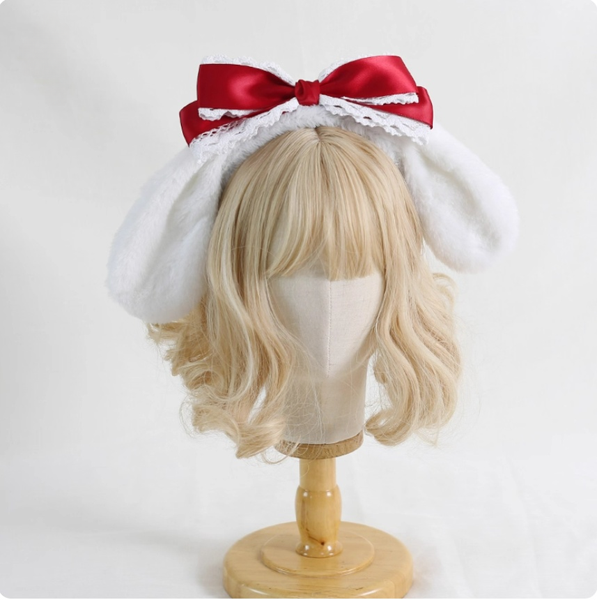 Kawaii Lolita Cinnamoroll Plush Handmade Hairband Dark red