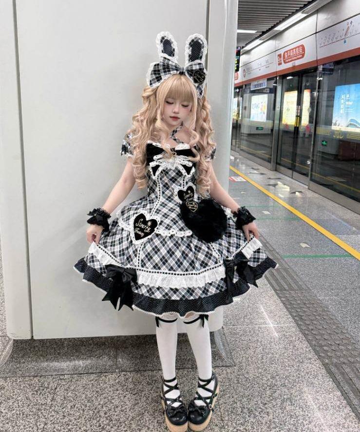 Shibuya Sweetheart - Plus Size Old School Lolita OP Dress, Side Pocket 44528:812914