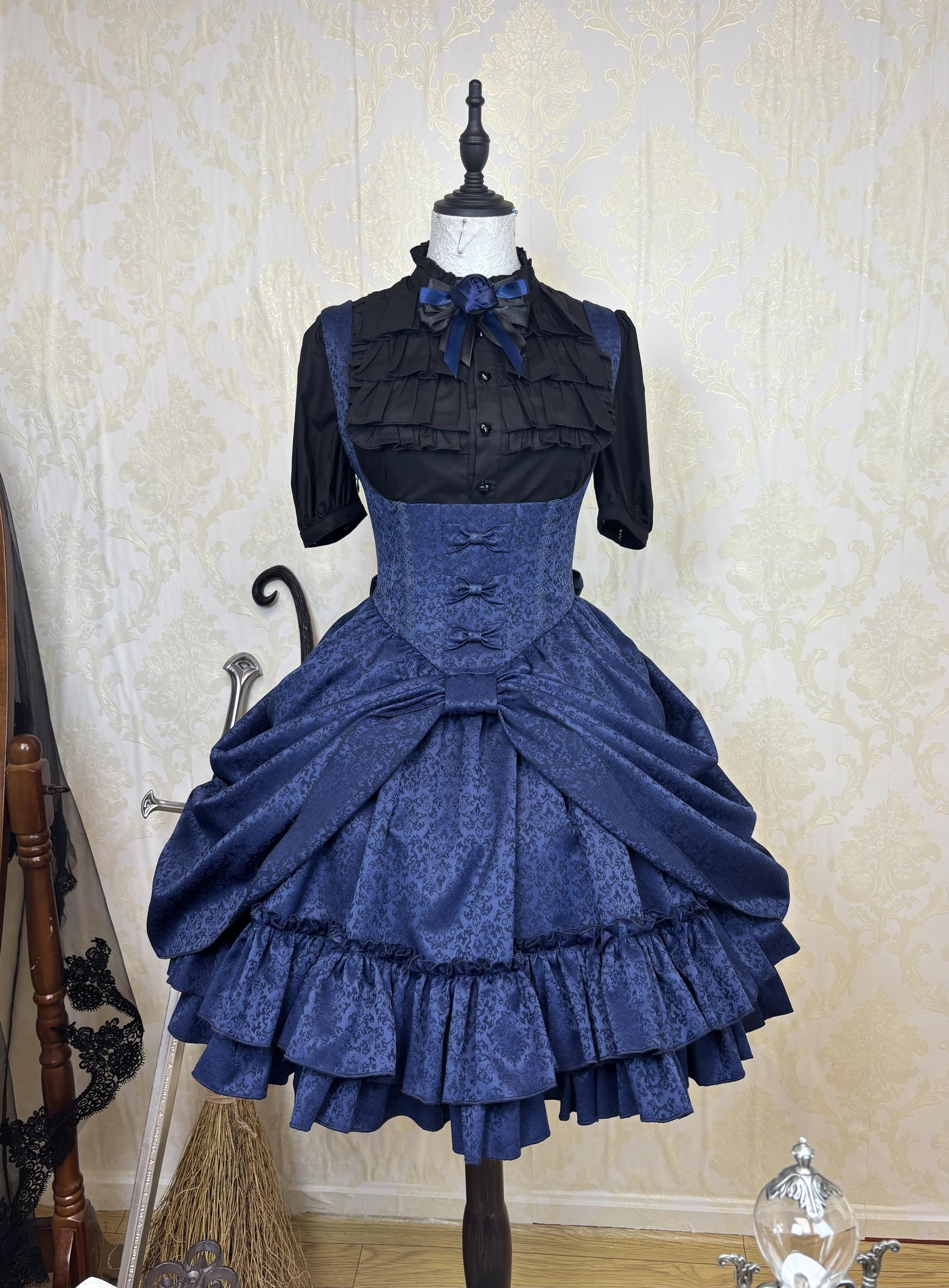 Perfume Bottle - Gothic Lolita Corset JSK Dress, Bust-Supporting Gentian Blue JSK Only S