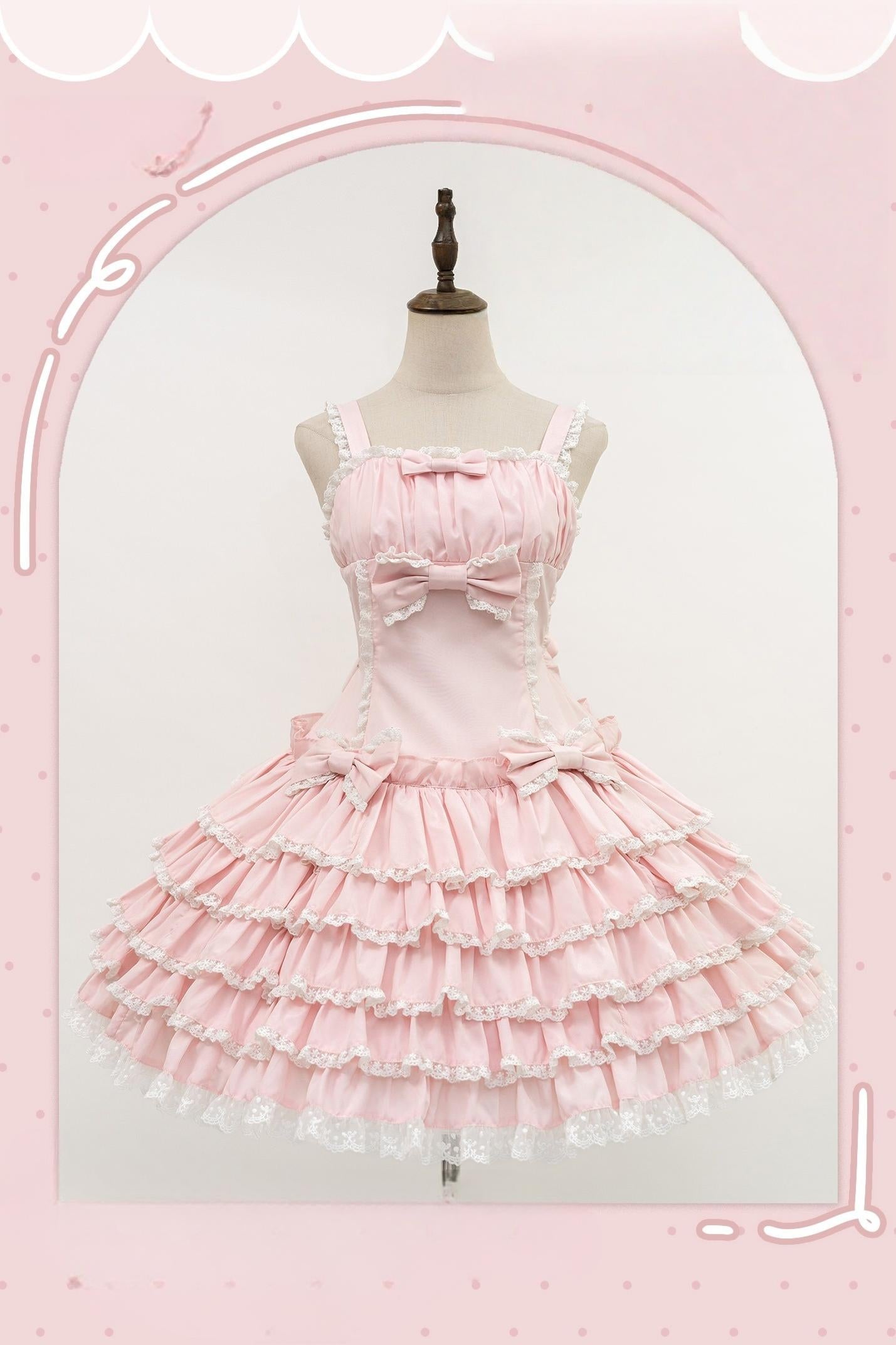 Nn Star~Half Sugar Ism~Sweet Lolita JSK Low Waist Dress With Tiered Hem 43152:768925