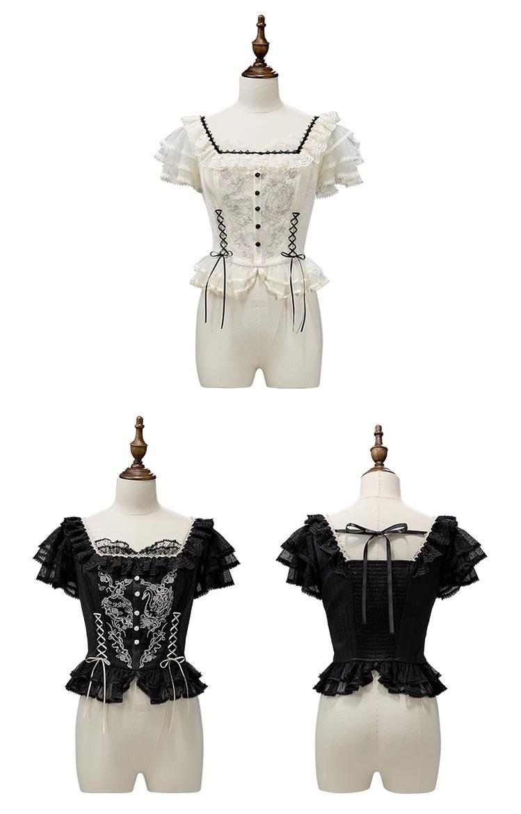 Nuit De Cellophane~Wild Swan~Elegant Lolita Dress Suit with Swan Embroidery 42064:725454