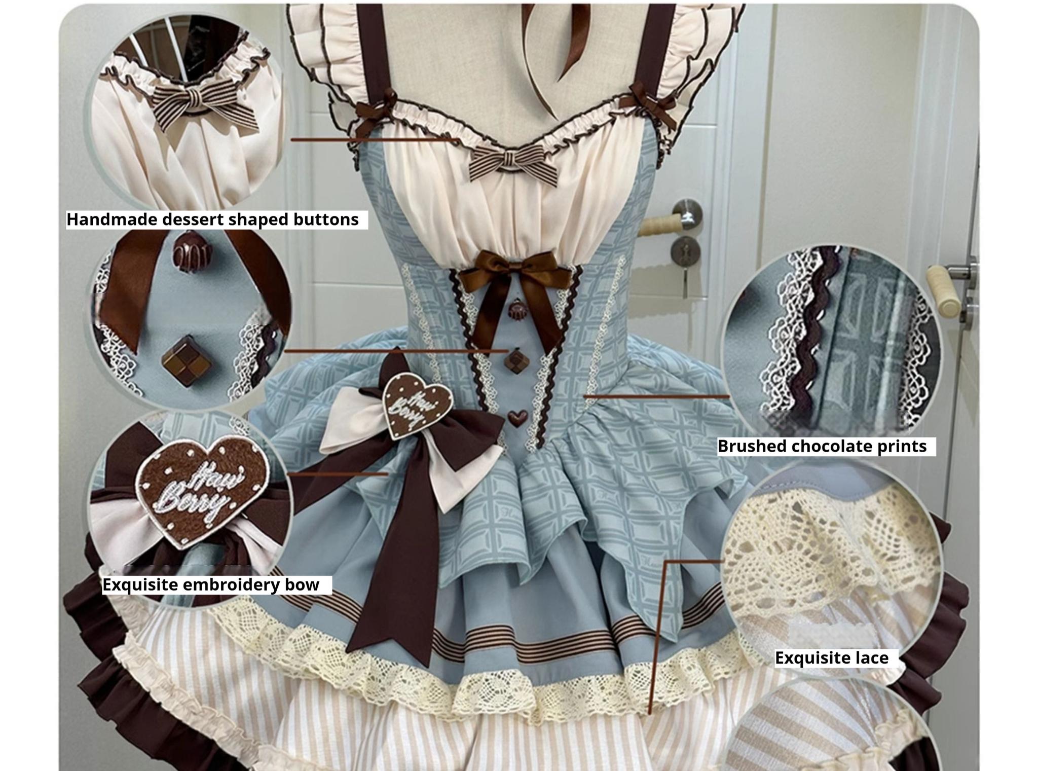 Hawthorn Berries - Thin Choco - Sweet Lolita Petite JSK Puffy Mini Dress KC