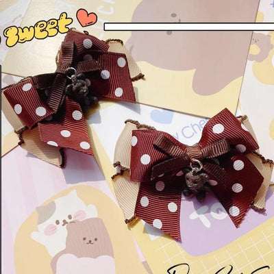 Pretty Girl Lolita~Sweet Lolita Chocolate and Bear Hair Accessories a pair of small bear side clips  