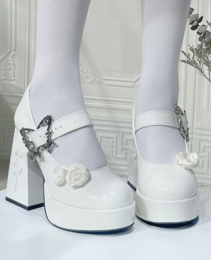 Dreamland~Cyclic Wonders~Elegant Lolita High Platform Shoes with Butterfly and Rose Details
