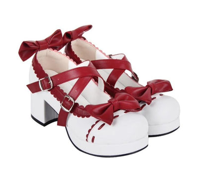Angelic imprint~Elegant Lolita Shoes Round Toe Bow Shoe for Tea Party   
