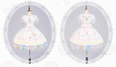 Puppets and Doll~Bear Boy~Kawaii Lolita OP Dress Pink White Dress S White 