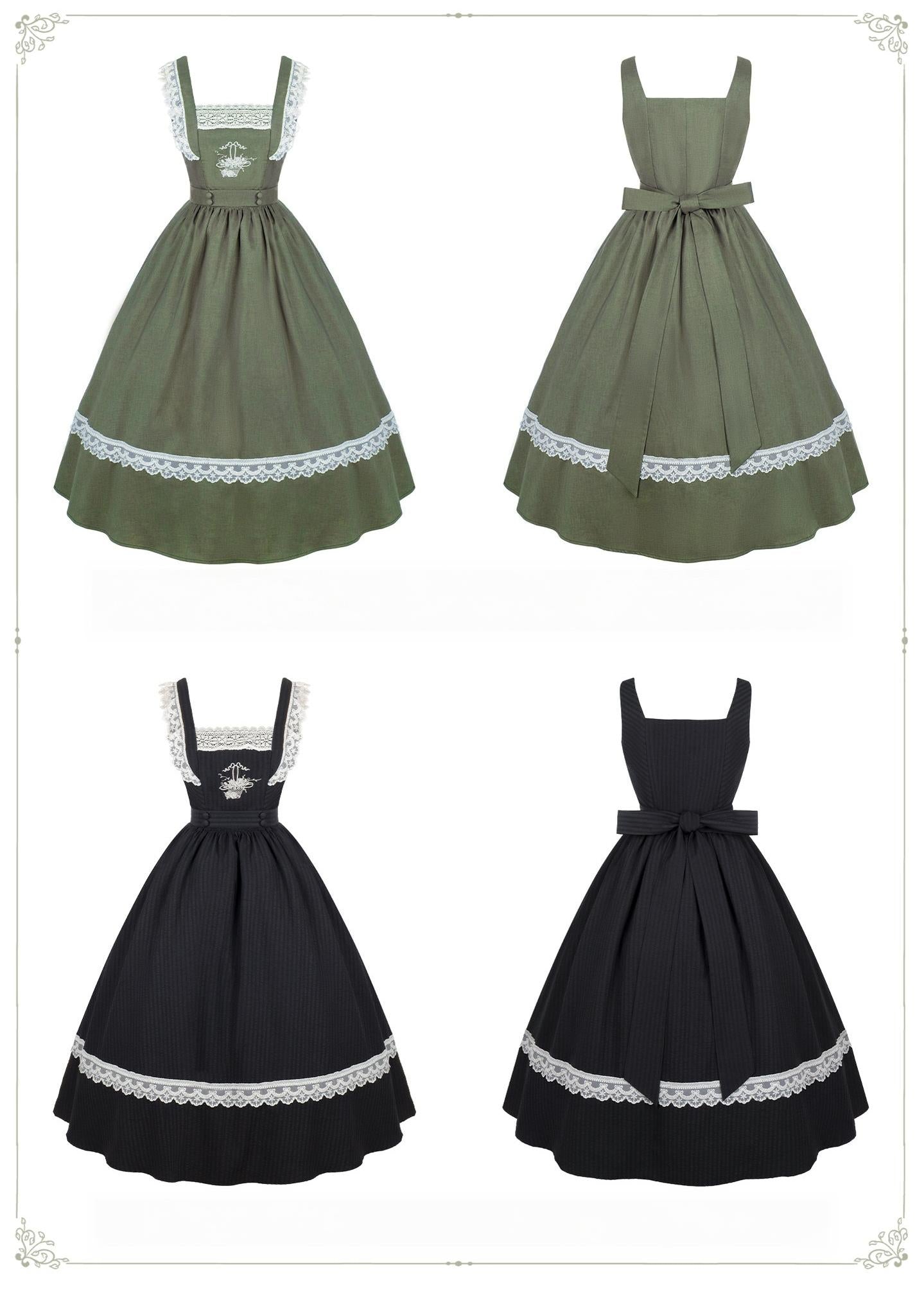 Oak in the Wind - Classic Lolita JSK Dress, Rose Basket Embroidery 45820:863529