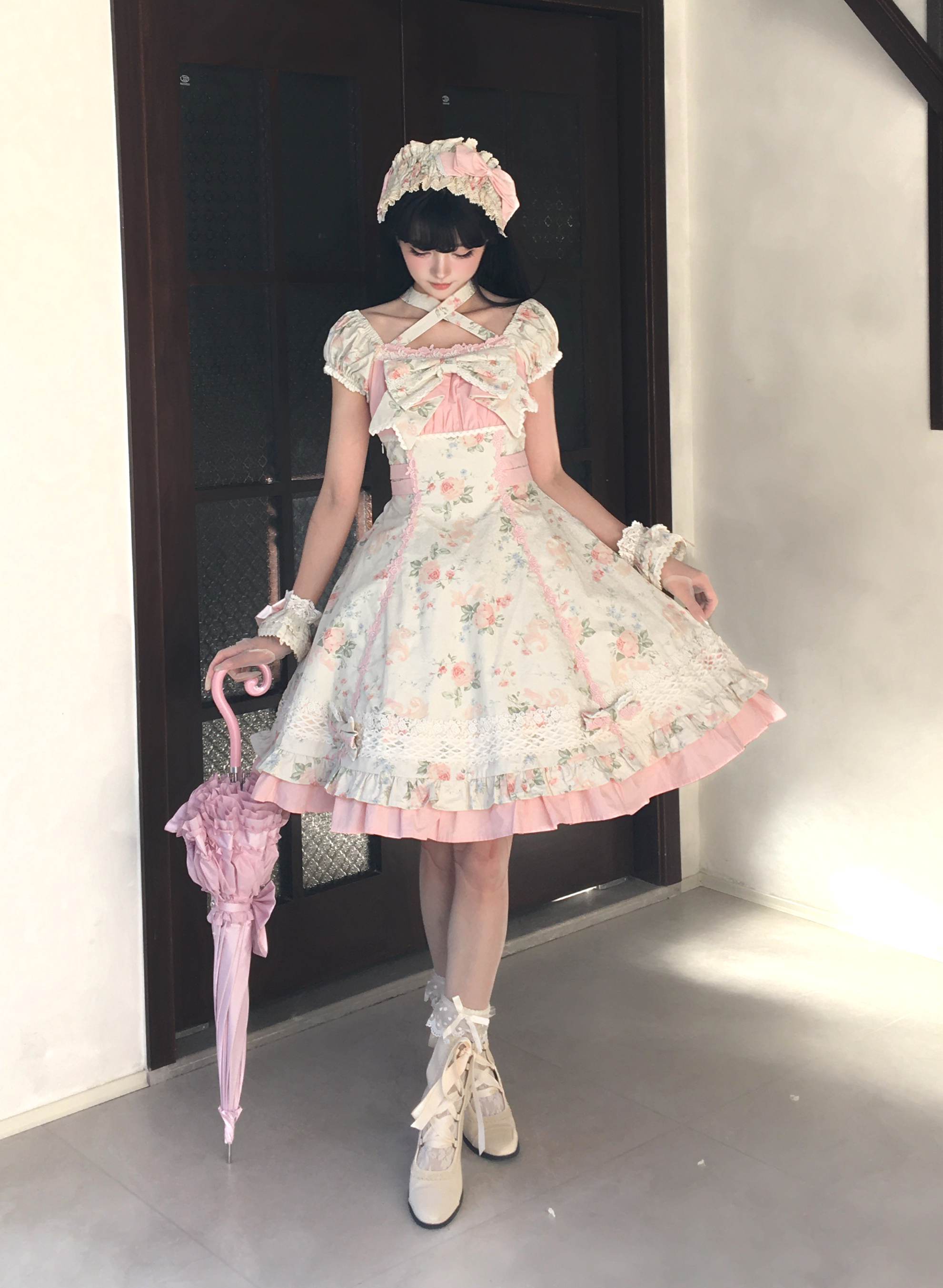 Meet Spring - Floral Printed Old School Lolita OP Dress 44915:827739