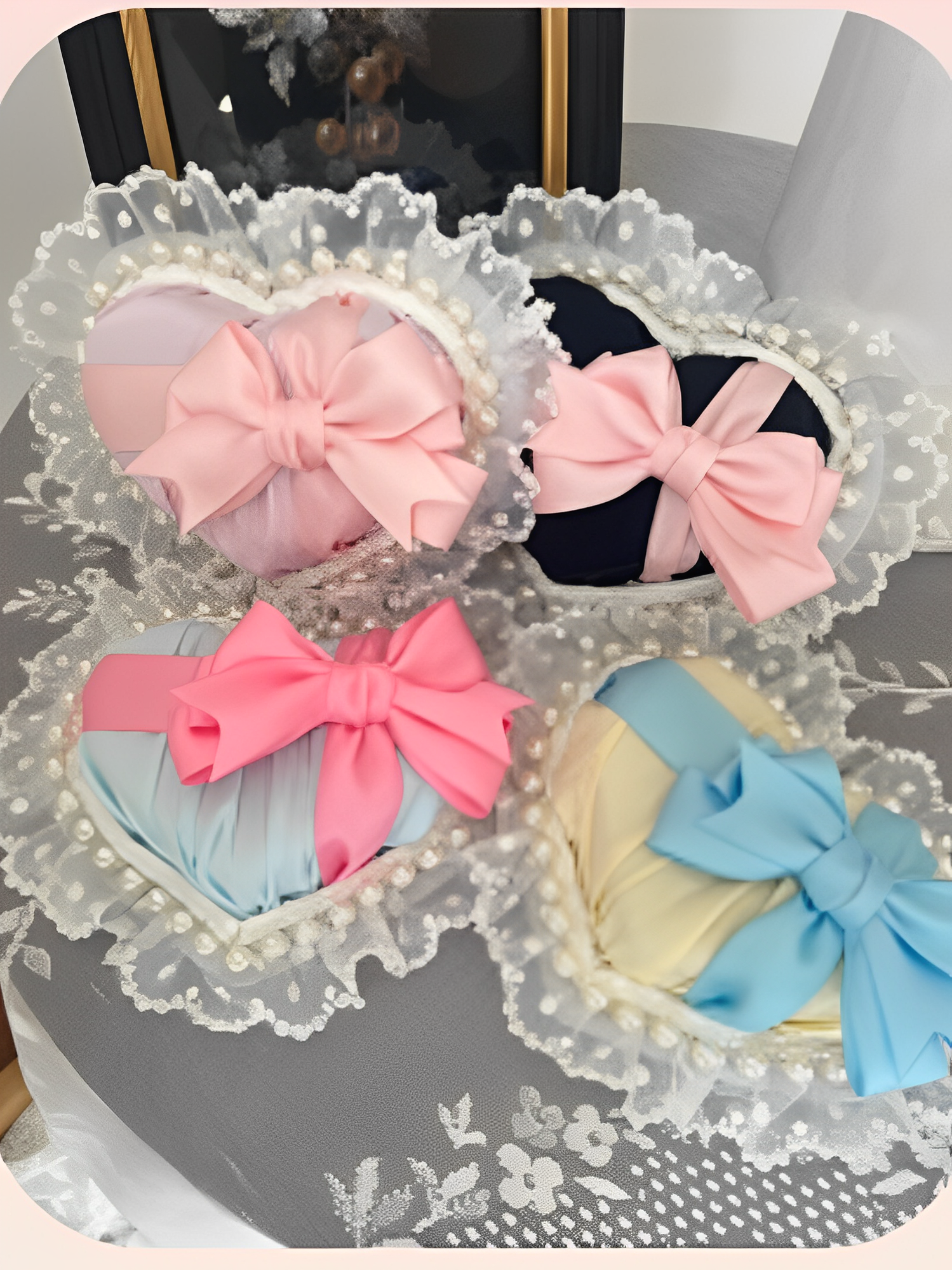 NanShengGe - Love Ice Cream - Sweet Lolita OP Dress Plus Size Multicolor S Pink Heart-Shaped Hat(One Size)
