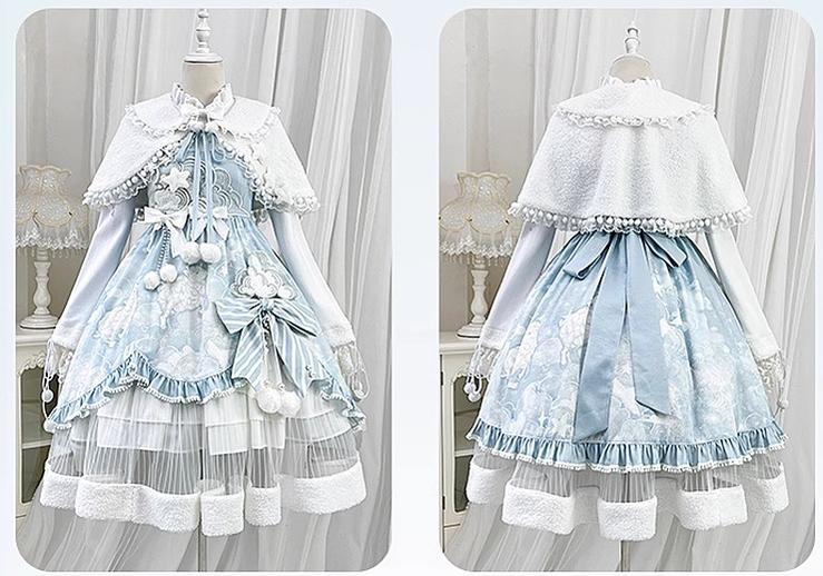Letters from Unknown Star - Cloudscape Dream - Sweet Lolita JSK Suit, Fleece Cape 44222:799486