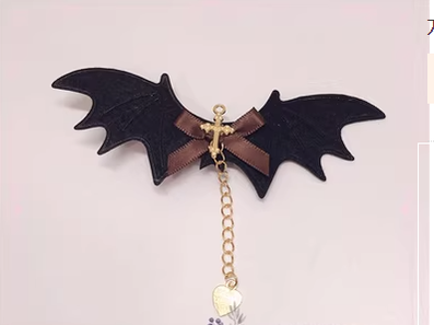 Pearl Rabbit Handmade - Halloween Gothic Lolita Bat Wings Shaped Side Clips chocolate