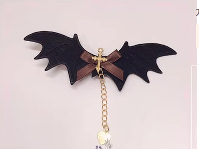 Pearl Rabbit Handmade~Halloween Gothic Lolita Bat Wings Shaped Side Clips chocolate  