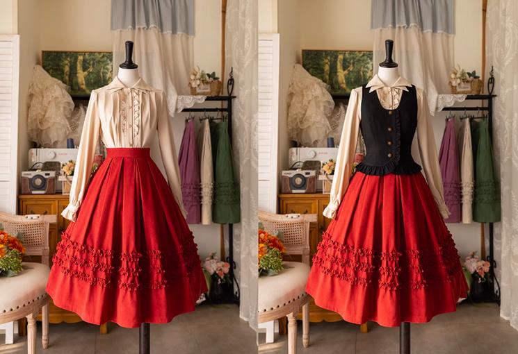 Forest Wardrobe~Forest Basket~Elegant Lolita Skirt Mushroom Edge Skirt Retro Classic   