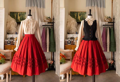 Forest Wardrobe~Forest Basket~Elegant Lolita Skirt Mushroom Edge Skirt Retro Classic   