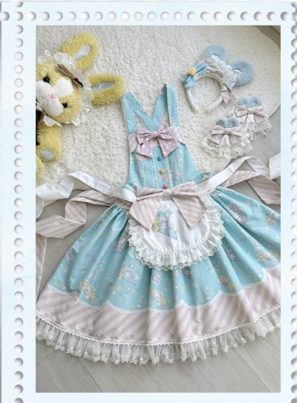 Star Gummies - IP Collaboration Sweet Lolita Dress, Bunny Print & Lace 44608:830570