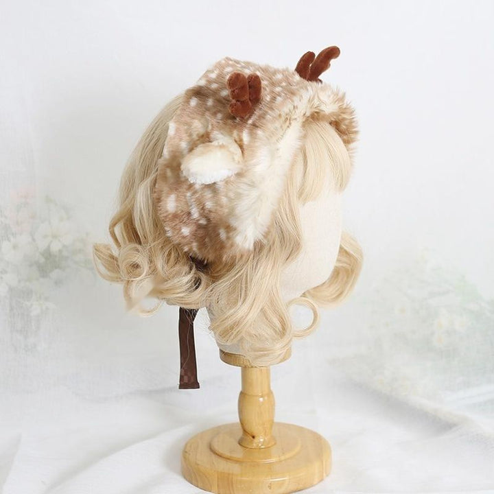 Xiaogui~Deer Spot~Kawaii Lolita Warmer Hat Japanese Sweet Deer Earmuff Hat Earmuffs for children  