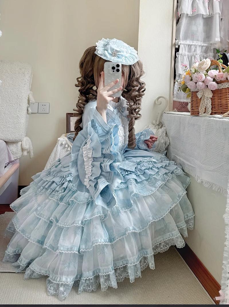 Buling Moon - Solo Puppet - Sweet Lolita OP Dress with Princess Long Sleeves