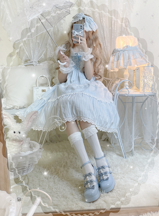 Pure Tea For Dream~Sweet Lolita Platform Pearl Bow Shoes 16296:217898