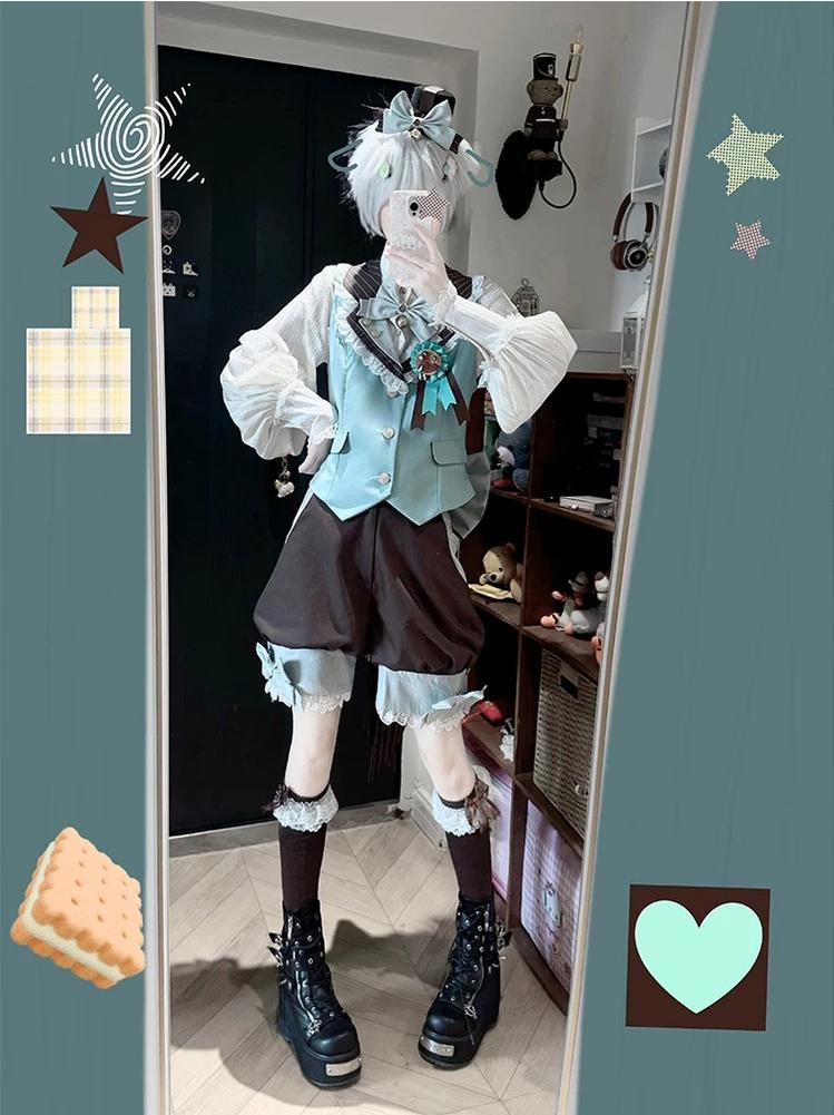 Candy Shop - Mint-chocolate Ouji Lolita Vest, Blouse and Shorts Outfit 45771:861884