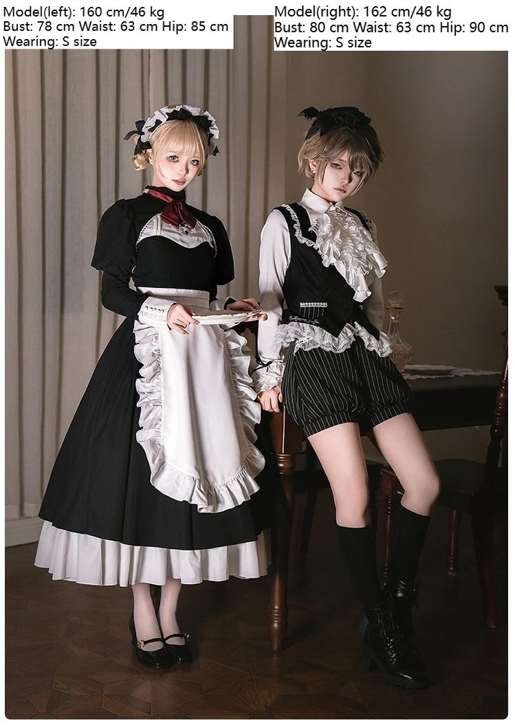 With PUJI~Night Banquet~Ouji Lolita Outfit/Maid Lolita OP Twin Lolita Suit   