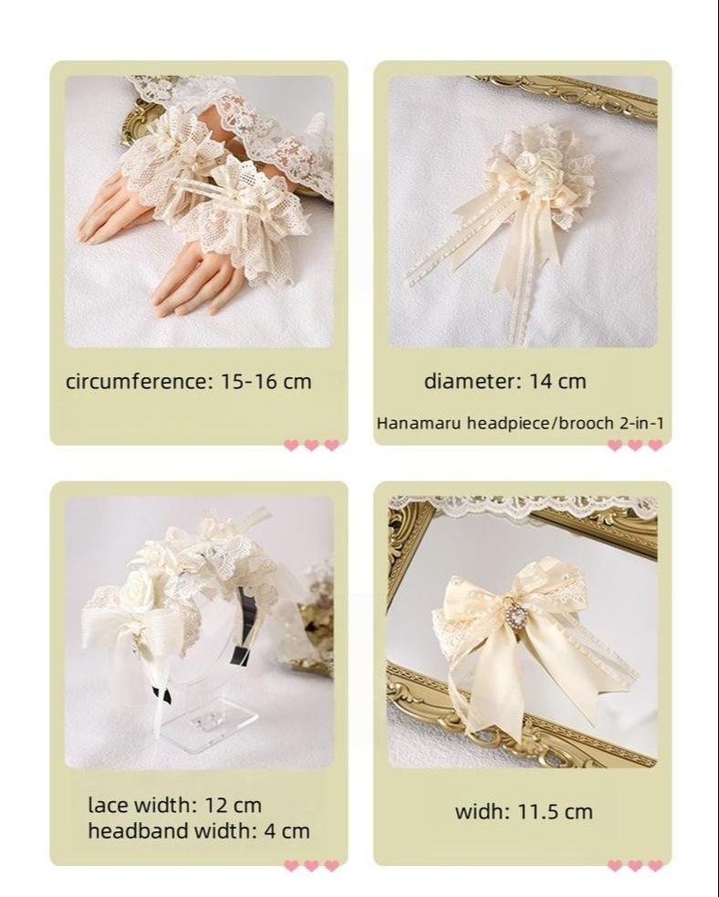 Xiaogui - Lace Lolita Headdress Set With Bow/Ruffle Details