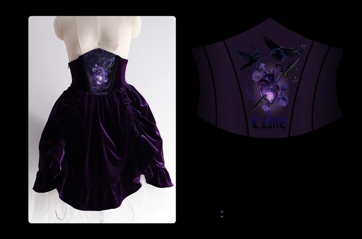 Stellar Orbit Cathedral - Gothic Lolita Hime Sleeve Blouse & Corset & Mamian Skirt Set 45901:867481