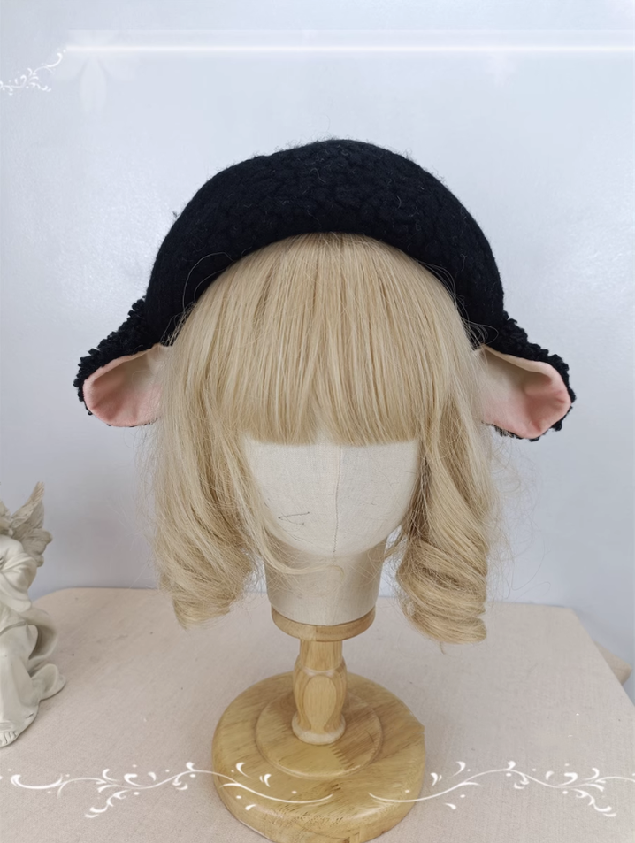 Cocoa Jam - Upgrade 3D Sheep Ear Lolita Beret M / 22.0"-22.8" (56-58 cm) Three-dimensional black sheep ears beret