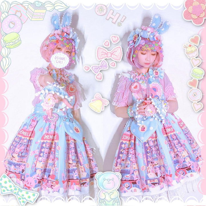 Chemical Romance~Sweetheart Doll Machine~Sweet Lolita Printed Salopette   