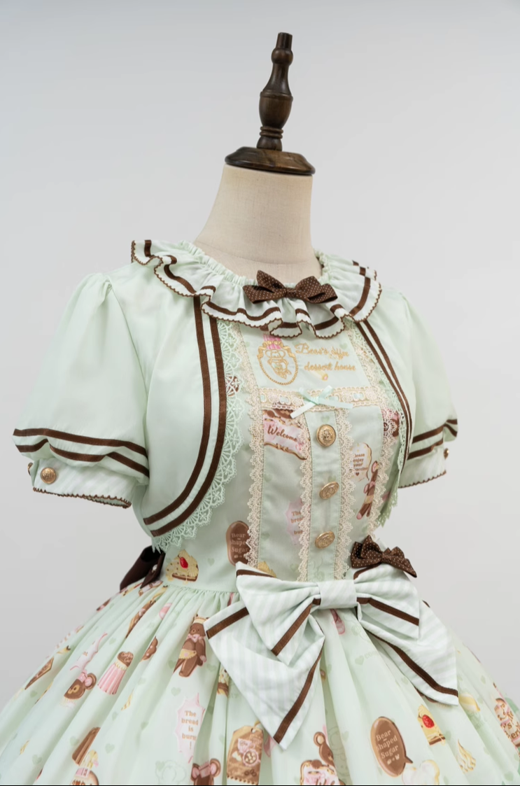 Babyblue - Dream Teahouse - Dessert Print Kawaii Lolita OP Dress Suit 43332:773688