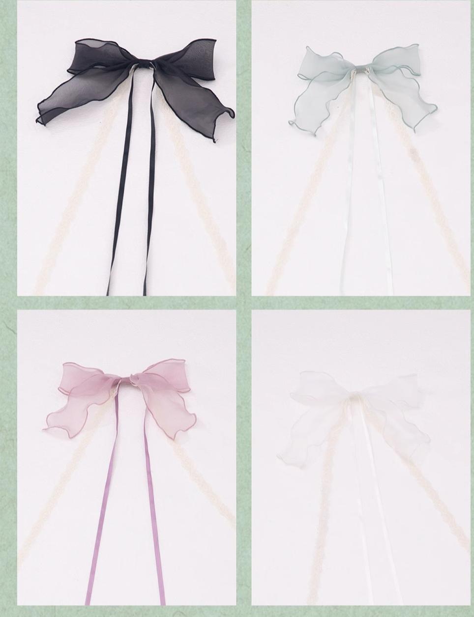 ZJstory~Sonnet Summer~Sweet Lolita Accessory Set Bow KC Hairband Waist Tie