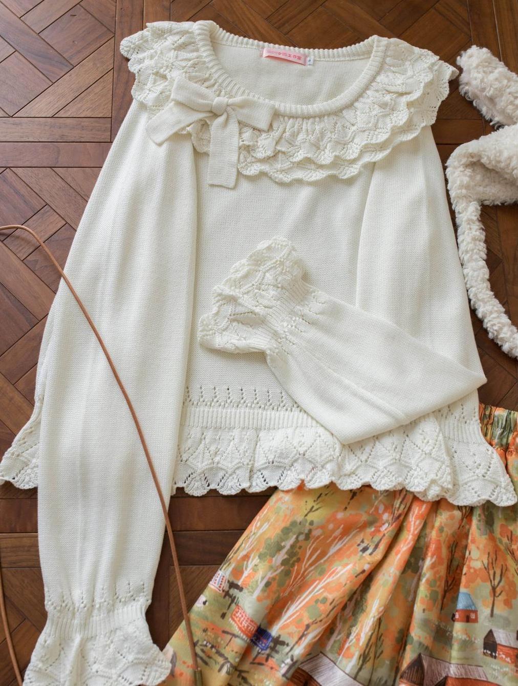 MIST - Nana - Sweet Lolita Sweater, Detachable Bow 44201:798379