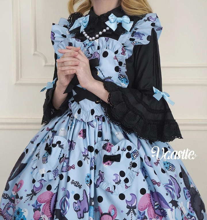 Vcastle~Sweet Crepes~Sweet Lolita Shirt with Princess Sleeves and Bow Chain