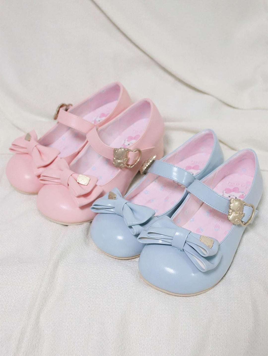 Sheep Puff~Mikko Hug~Sweet Lolita Shose Round Toe Lolitta Heels Butterfly Bow   