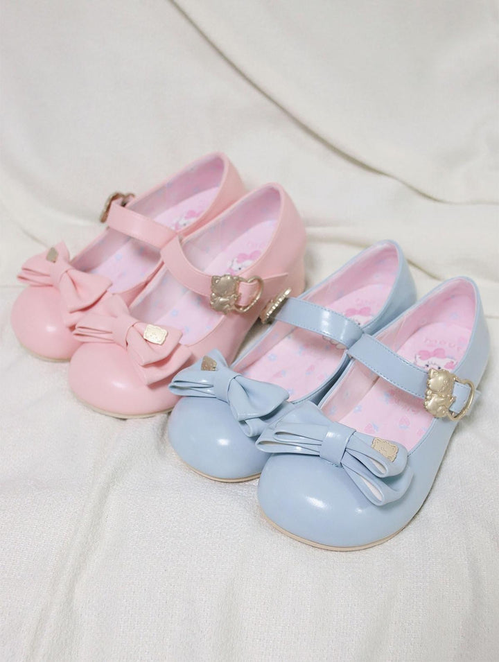 Sheep Puff~Mikko Hug~Sweet Lolita Shose Round Toe Lolitta Heels Butterfly Bow